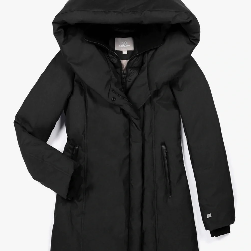 Soia & KYO CAMIELA Slim Fit Brushed Down Coat With Leather Trim - Picture 7 of 16